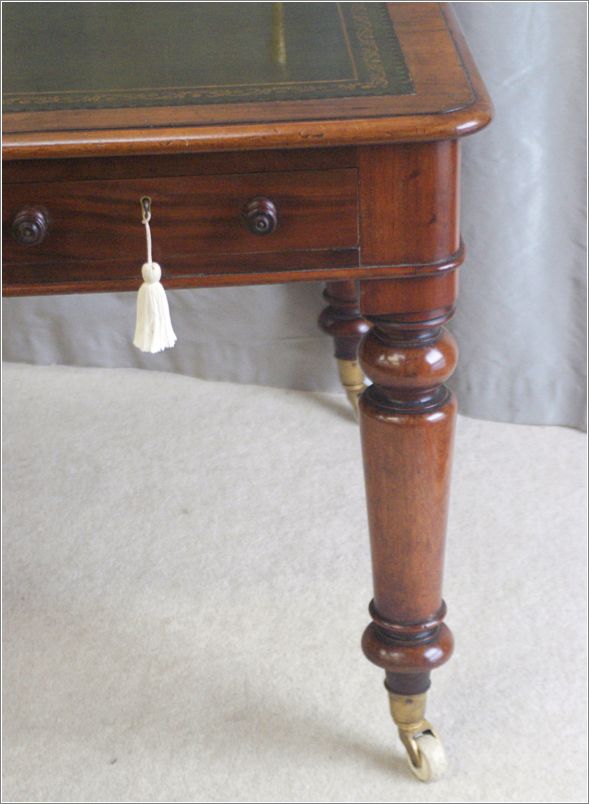 3050 Antique Victorian Mahogany Six Drawer Library Table (4)